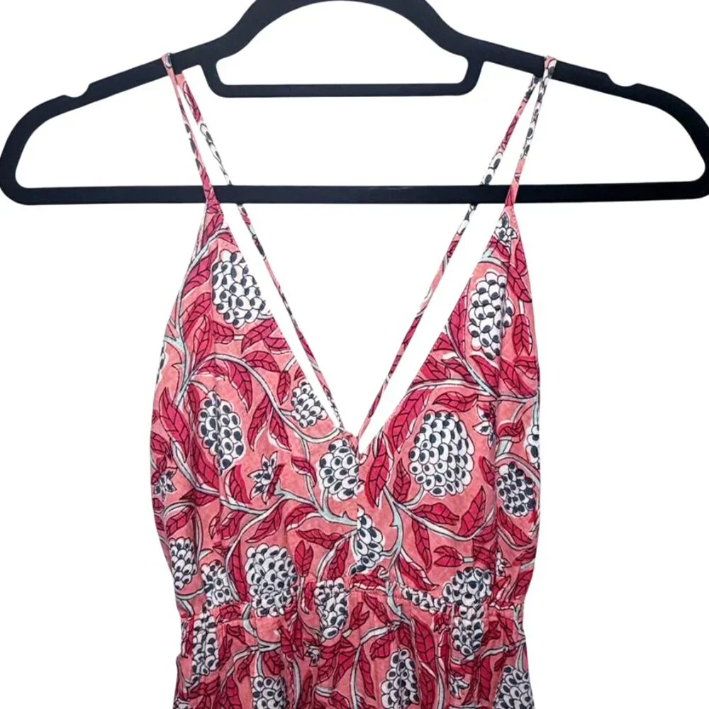 PERRY WALKER COLLECTIVE Annie Block Print Botanical Palm Beach Maxi Sundress - Picture 4 of 10